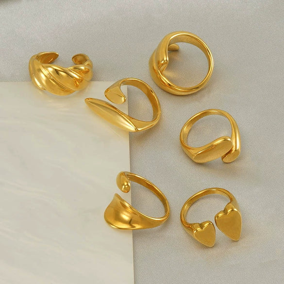 Wholesale Women's Stainless Steel Geometric Ring With Electroplating Treatment
