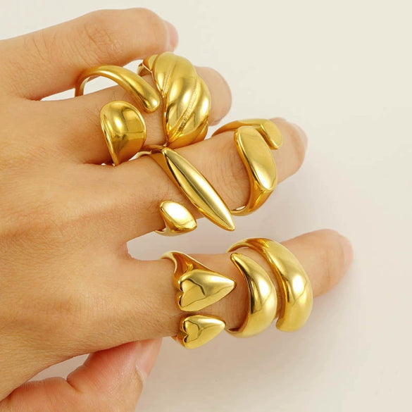 Wholesale Women's Stainless Steel Geometric Ring With Electroplating Treatment