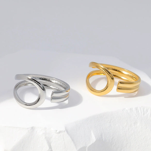 Wholesale Women's Stainless Steel Geometric Ring With Electroplating
