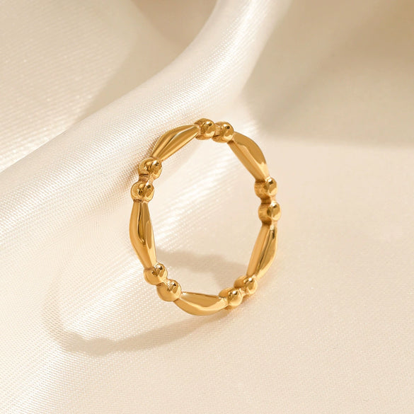 Wholesale Women's Stainless Steel Geometric Ring With 18K Gold Plated Treatment