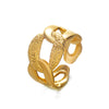 Wholesale Women's Stainless Steel Geometric Ring With 18K Goldplated Electroplating
