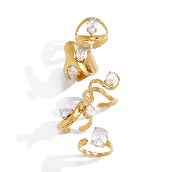Wholesale Women's Stainless Steel Geometric Ring With Pvd Furnace Vacuum Real Gold Plating
