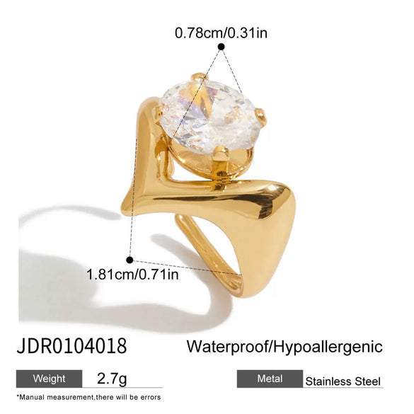 Wholesale Women's Stainless Steel Geometric Ring With Pvd Furnace Vacuum Real Gold Plating