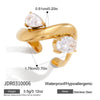 Wholesale Women's Stainless Steel Geometric Ring With Pvd Furnace Vacuum Real Gold Plating