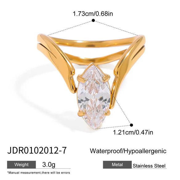 Wholesale Women's Stainless Steel Geometric Ring With Pvd Furnace Vacuum Real Gold Plating