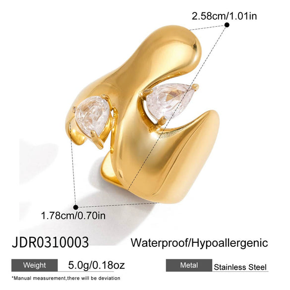 Wholesale Women's Stainless Steel Geometric Ring With Pvd Furnace Vacuum Real Gold Plating