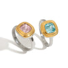 Wholesale Women's Stainless Steel Geometric Ring With Zircon Electroplated In Gold And Silver Color Matching