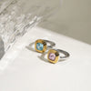 Wholesale Women's Stainless Steel Geometric Ring With Zircon Electroplated In Gold And Silver Color Matching