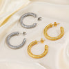 Wholesale Women's Stainless Steel Geometric Round Cshaped Twist Retro Earrings 18K Goldplated