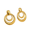 Wholesale Women's Stainless Steel Geometric Round Doublelayer Cut Out Electroplated Earrings