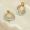 Wholesale Women's Stainless Steel Geometric Round Doublelayer Cut Out Electroplated Earrings