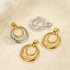 Wholesale Women's Stainless Steel Geometric Round Doublelayer Cut Out Electroplated Earrings
