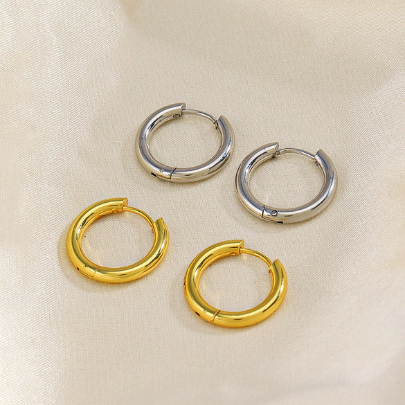 Wholesale Women's Stainless Steel Geometric Round Electroplated Earrings