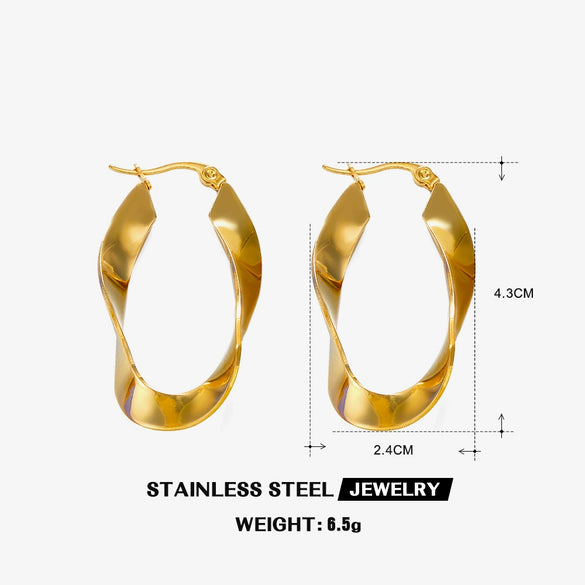 Wholesale Women's Stainless Steel Geometric Round Exaggerated Hip Hop Irregular Earrings With Electroplating