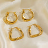 Wholesale Women's Stainless Steel Geometric Round Exaggerated Hip Hop Irregular Earrings With Electroplating