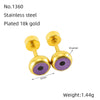 Wholesale Women's 316L Stainless Steel Geometric Round Eyes Earrings 18K Gold Electroplated