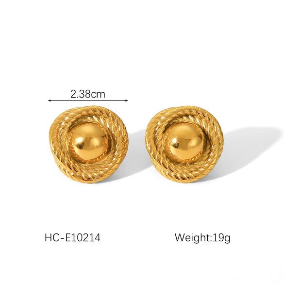 Wholesale Women's Stainless Steel Geometric Round Thread Electroplated Earrings Light Luxury Allmatch Highend Ear Studs