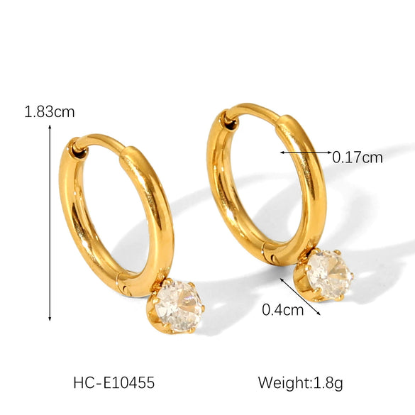 Wholesale Women's Stainless Steel Geometric Round Zircon Earrings With Electroplating