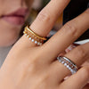 Wholesale Women's Stainless Steel Geometric Round Zircon Tassel Ring With 18K Gold Electroplating Nonfading Modern Normcore Design