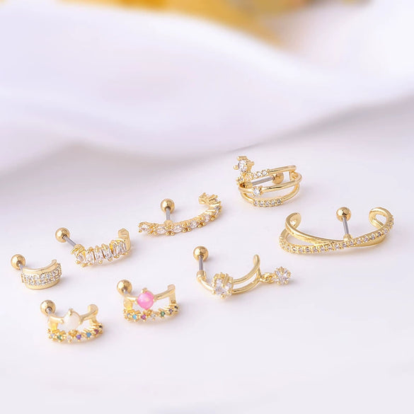 Wholesale Women's Stainless Steel Geometric Semicircular Arc Ear Nail Electroplated Ear Decoration