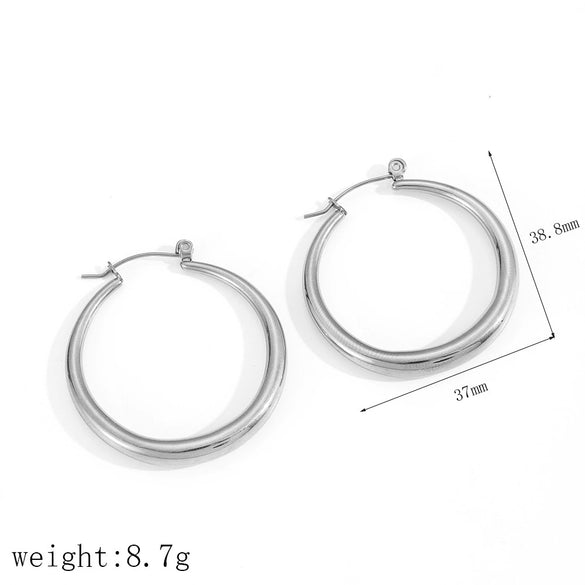 Wholesale Women's Stainless Steel Geometric Simple Electroplated Ring And Earrings