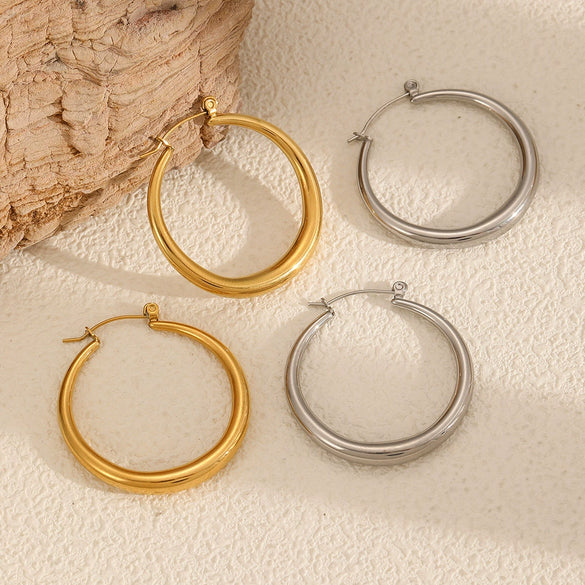 Wholesale Women's Stainless Steel Geometric Simple Electroplated Ring And Earrings