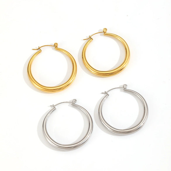 Wholesale Women's Stainless Steel Geometric Simple Electroplated Ring And Earrings