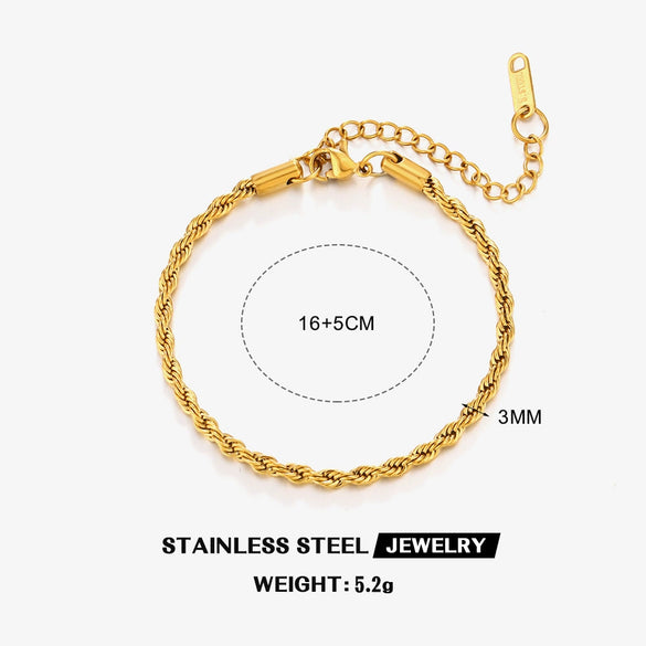 Wholesale Women's Stainless Steel Geometric Simple Twist Bracelet With Electroplating