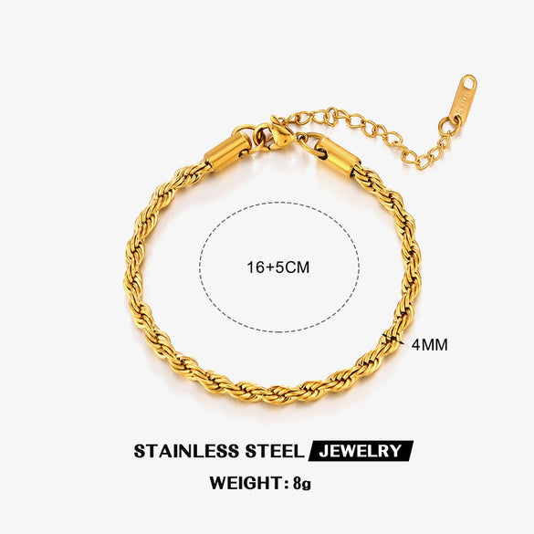 Wholesale Women's Stainless Steel Geometric Simple Twist Bracelet With Electroplating