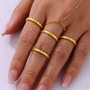 Wholesale Women's Stainless Steel Geometric Small Square Ring Casting And Electroplating Light Luxury Style Jewelry