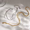 Wholesale Women's Stainless Steel Geometric Snake Bone Chain 3Layer Stacked Electroplated Bracelet Hand Jewelry