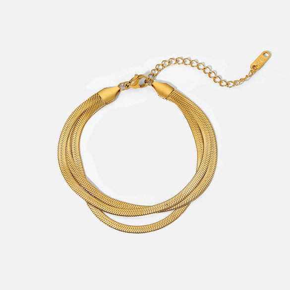 Wholesale Women's Stainless Steel Geometric Snake Chain Bracelet 18K Gold Plated