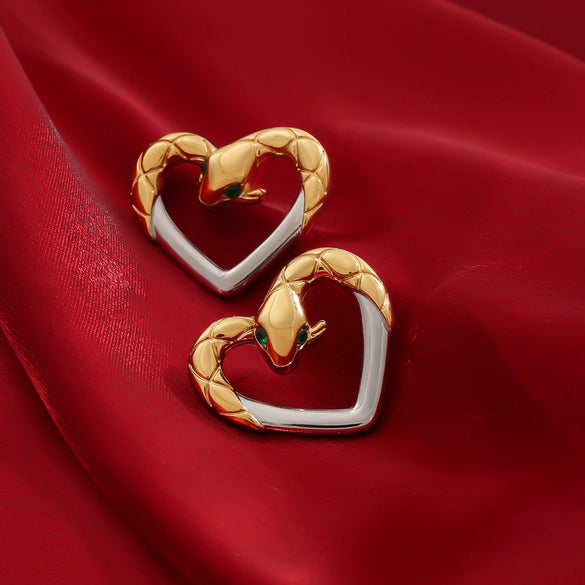 Wholesale Women's Stainless Steel Geometric Snake Earrings With Electroplating Jewelry