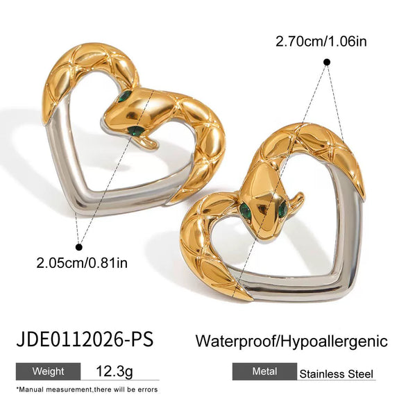 Wholesale Women's Stainless Steel Geometric Snake Earrings With Electroplating Jewelry