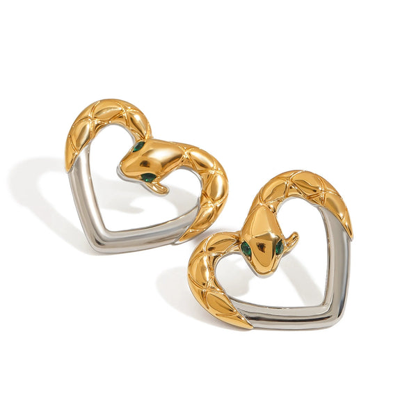 Wholesale Women's Stainless Steel Geometric Snake Earrings With Electroplating Jewelry