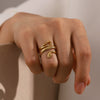 Wholesale Women's Stainless Steel Geometric Snake Ring With French Retro Style And Electroplating Treatment