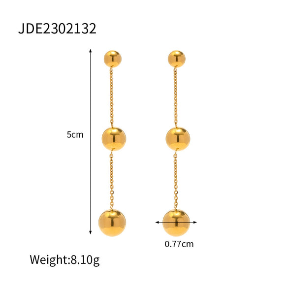 Wholesale Women's Stainless Steel Geometric Spherical Earrings With Electroplating Treatment