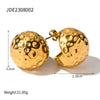Wholesale Women's Stainless Steel Geometric Spherical Hammer Pattern Electroplated Earrings Jewelry