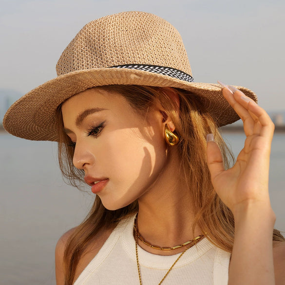 Wholesale Women's Stainless Steel Geometric Spherical Water Droplets Hollow Electroplated Earrings Jewelry