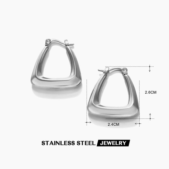 Wholesale Women's Stainless Steel Geometric Square Earrings With Electroplating Treatment Hip Hop Style