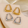 Wholesale Women's Stainless Steel Geometric Square Earrings With Electroplating Treatment Hip Hop Style