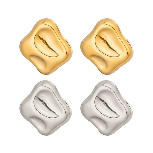 Wholesale Women's Stainless Steel Geometric Square Earrings With Vacuum Real Gold Plating In Pvd Furnace