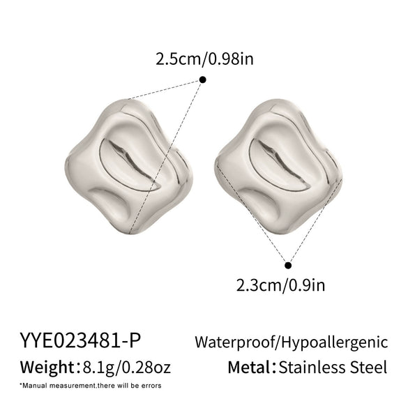 Wholesale Women's Stainless Steel Geometric Square Earrings With Vacuum Real Gold Plating In Pvd Furnace