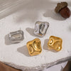 Wholesale Women's Stainless Steel Geometric Square Earrings With Vacuum Real Gold Plating In Pvd Furnace