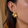 Wholesale Women's Stainless Steel Geometric Square Earrings With Vacuum Real Gold Plating In Pvd Furnace