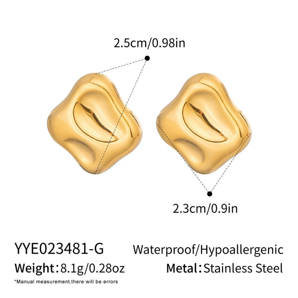 Wholesale Women's Stainless Steel Geometric Square Earrings With Vacuum Real Gold Plating In Pvd Furnace