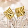 Wholesale Women's Stainless Steel Geometric Square Pleated Texture Stamping Earrings