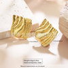 Wholesale Women's Stainless Steel Geometric Square Pleated Texture Stamping Earrings