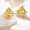 Wholesale Women's Stainless Steel Geometric Square Pleated Texture Stamping Earrings