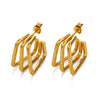 Wholesale Women's Stainless Steel Geometric Square Three Layer Gold Plated Electroplated Earrings